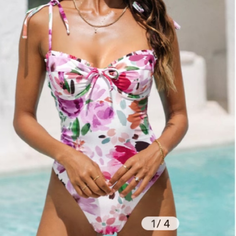 Floral one piece swim suit
